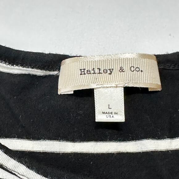 Hailey Co Midi Dress Women Size L Black White Striped Pockets  Minimalist - Picture 3 of 9